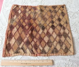 Antique African (congo) Tribal Kuba Cloth Fabric Handwoven Ethnic Design 17 " X15 "