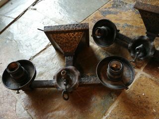 2 Arts & Crafts/mission Brass chandelier,  light fixture,  antique,  sconce,  lamp 7 5