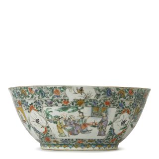 Antique Chinese Canton Porcelain Famille Verte Bowl 19th C.
