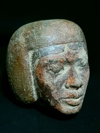 Rare Ancient Egyptian Antiques Head Of Nubian King Luxor Sand Stone Egypt Bc