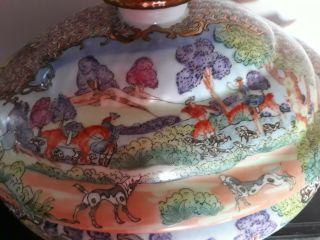 Antique Chinese Hand Painted Rose Medallion Porcelain Soup Tureen 5