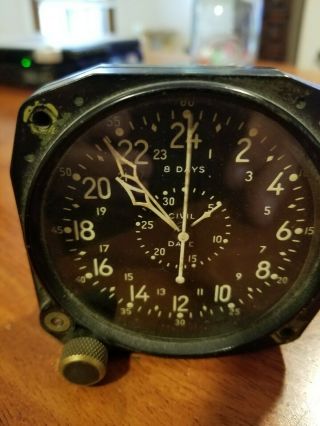 Waltham World War 2 Era Cdia Aircraft Clock.  8 Day Clock