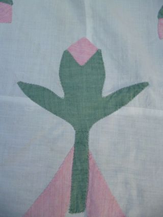 SIGNED & DATED 1920 Rose of Sharon Applique Quilt Top Vintage 6