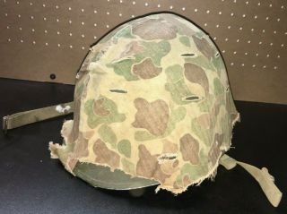 Ww2 Korea Usmc Marine Helmet W/ Reversible Camouflage Cover