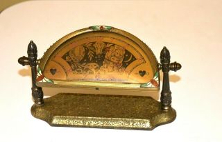 Vintage Boudoir Table Clock Deco Masquerade Design W/ Enamel Runs