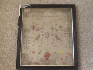 Sampler 1888 Primitive Style By Anna Tuck 9 Years Old Untouched Estate Cleared