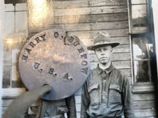 WW1 US ARMY DOG TAGS,  MEDAL & PHOTO - RPPC - Foot Locker Find - Military 12