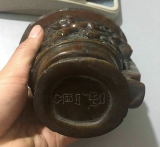 9 cm collect China Old Rhinoceros horn Handmade Beast Animal Cup ZAO 8