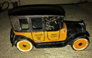 Arcade 9 " Yellow Taxi Cab Cast Iron All With Driver
