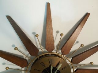 Vintage Mid - Century Modern Starburst Wall Clock Sears Model 7381 Movement 3