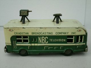 Vintage Japan Tin Litho Nbc Television Tv Cragstan Broadcasting Co.  Inc.  Bus