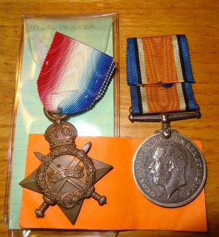 Wwi British Star And War Medal Pair V.  A.  D.