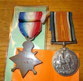 WWI British Star and War Medal Pair V.  A.  D. 2