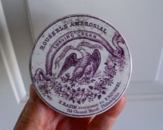 Antique,  Civil War era,  early address,  PHILADELPHIA,  Shaving Cream pot lid 2