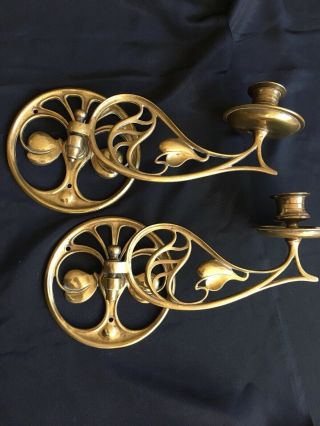 Antique Wall Mount Brass Art Nouveau Adjustable Candle Sconces Wall Candle Holde