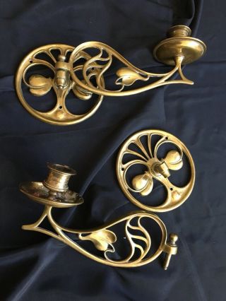 Antique Wall Mount Brass Art Nouveau Adjustable Candle Sconces Wall Candle Holde 6