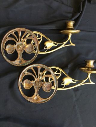 Antique Wall Mount Brass Art Nouveau Adjustable Candle Sconces Wall Candle Holde 8