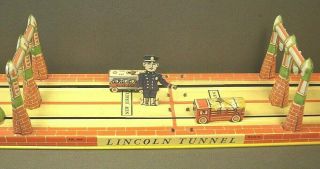 Vintage Unique Art Litho Tin Windup Toy Lincoln Tunnel 24 " Box
