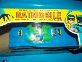 $$ VTG 1970s 1974 AHI Azrak Battery Operated Batmobile Batman Robin figures mego 9