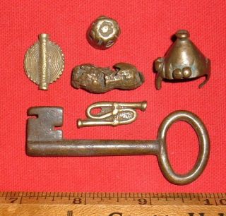 (6) Fine Ashanti Akan Lost Wax Gold Weights Ghana,  Collectible African Artifacts