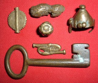 (6) Fine Ashanti Akan Lost Wax Gold Weights Ghana,  Collectible African Artifacts 2