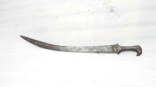 Antique Old Hand Forged Blade Indo Persian Sword Tulwar Dagger Iron Handle Hilt 4