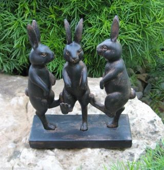 Dancing Bunny Rabbit S Sculpture Primitive Home/french Country/farmhouse Decor