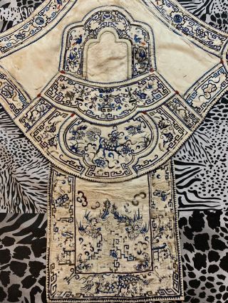 Antique Chinese Textile Silk Hand Embroidered Robe Collar 24 