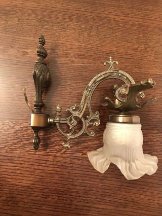 French Antique Bird Gilded Bronze Brass Wall Lamp Sconce Art Nouveau