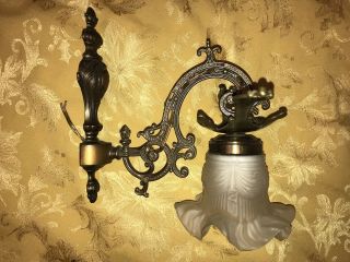 French Antique Bird Gilded Bronze Brass Wall Lamp Sconce Art Nouveau 7