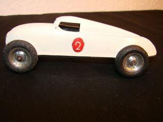 TIN TOY RACE CAR LEHMANN GNOM 1930 THE RAREST IN WHITE WITH CHROME RIMS 2