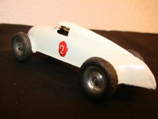 TIN TOY RACE CAR LEHMANN GNOM 1930 THE RAREST IN WHITE WITH CHROME RIMS 3