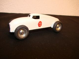 TIN TOY RACE CAR LEHMANN GNOM 1930 THE RAREST IN WHITE WITH CHROME RIMS 5