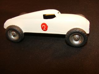 TIN TOY RACE CAR LEHMANN GNOM 1930 THE RAREST IN WHITE WITH CHROME RIMS 6