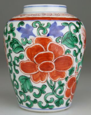 ANTIQUE CHINESE PORCELAIN VASE FAMILLE VERTE WUCAI VASE - TRANSITIONAL QING 17TH 2