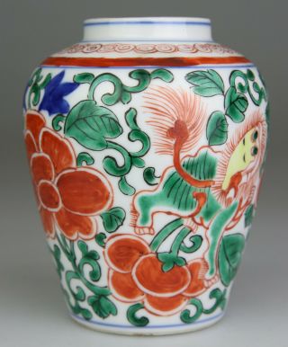 ANTIQUE CHINESE PORCELAIN VASE FAMILLE VERTE WUCAI VASE - TRANSITIONAL QING 17TH 3