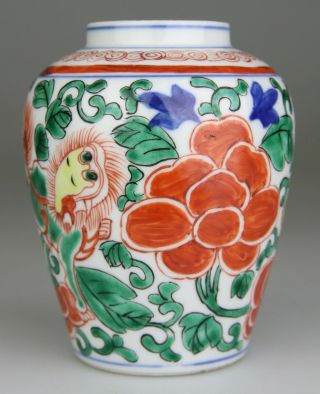 ANTIQUE CHINESE PORCELAIN VASE FAMILLE VERTE WUCAI VASE - TRANSITIONAL QING 17TH 4