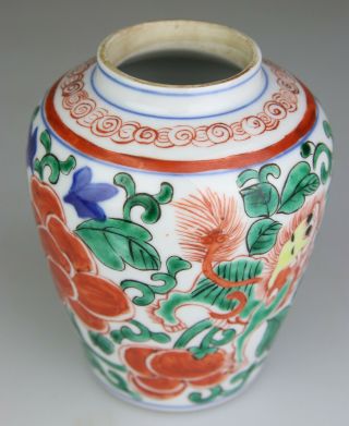 ANTIQUE CHINESE PORCELAIN VASE FAMILLE VERTE WUCAI VASE - TRANSITIONAL QING 17TH 5