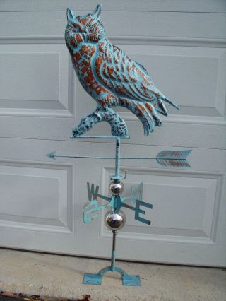 Owl Weathervane Antique Copper Finish Bird Weather Vane Hand Crafted