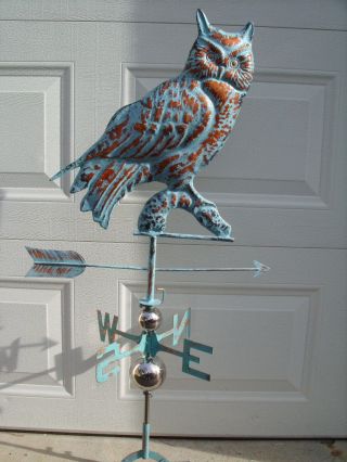 Owl Weathervane Antique Copper Finish Bird Weather Vane Hand Crafted 2