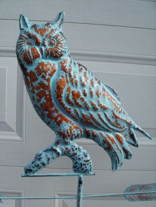 Owl Weathervane Antique Copper Finish Bird Weather Vane Hand Crafted 3
