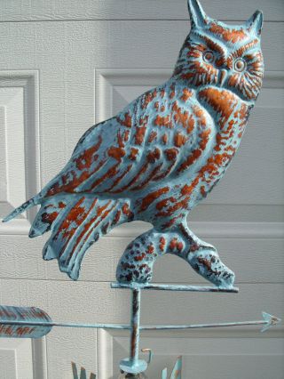 Owl Weathervane Antique Copper Finish Bird Weather Vane Hand Crafted 4