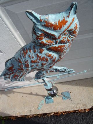 Owl Weathervane Antique Copper Finish Bird Weather Vane Hand Crafted 5