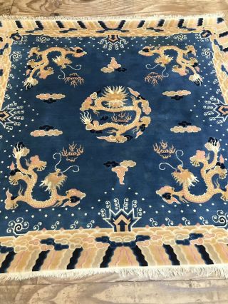 Antique Dragon Chinese Rug Carpet Handmade Size:188x188 Cm