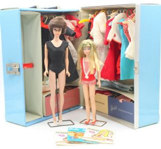 Vintage Bubble Cut Barbie & Skipper Dolls With Accessories 5415