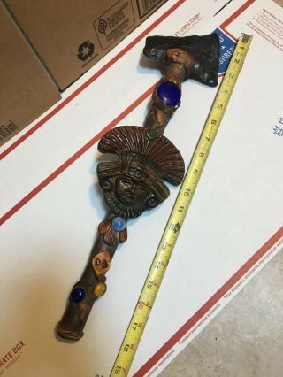 Indian Mayan Tomahawk Arrowhead Head Beaded Drop Axe Vintage Handmade W/ Stones