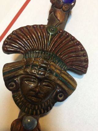 Indian Mayan Tomahawk Arrowhead Head Beaded Drop Axe Vintage Handmade W/ Stones 8