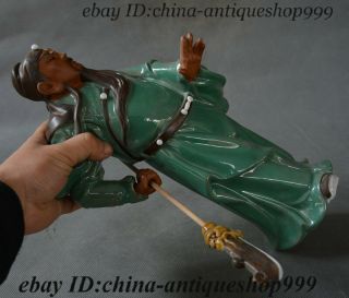 Old China Porcelain Guan Gong Guan - Yu Warrior God Kwan Kung Pavilion Ares Statue 11