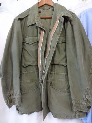 Vintage 1950s Distressed Army Jacket Korean War Era Olive Drab Sz M Medium