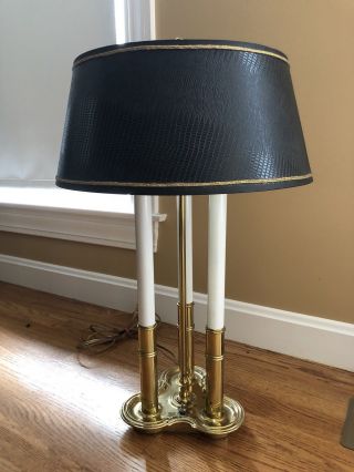 Vintage Stiffel Brass Bouillotte Lamp Faux Alligator Shade Desk Lamp